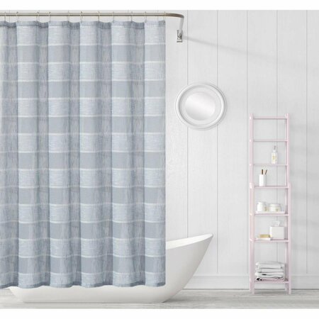 GFANCY FIXTURES 72 x 70 x 1 in. Silver Striped Embroidered Shower Curtain GF3093650